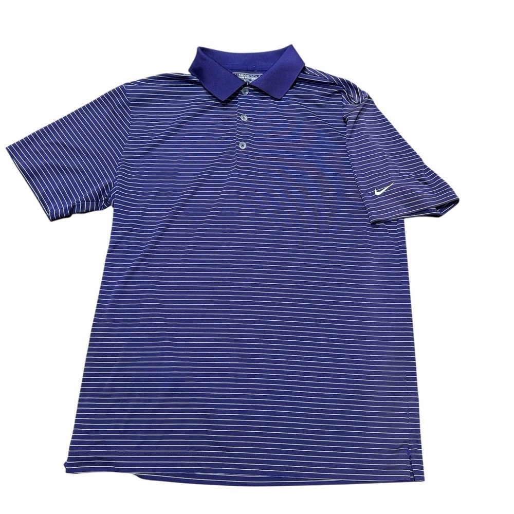 Nike Tour Performance Golf Polo Shirt Purple White Stripe Dri Fit Size Medium